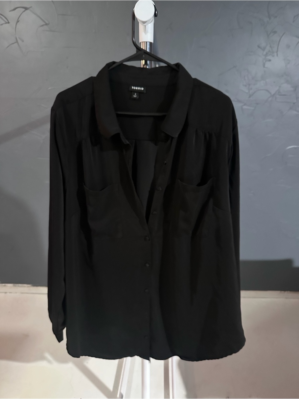 torrid Black Button-Down Shirt with Pockets